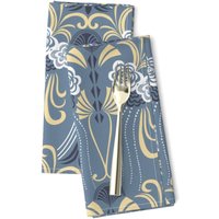 2Er Set - Jugendstil Servietten | 2Er Set 1920's Art Deco Auf Blau Von Patternanddesign Moderne Swirls Blumen Stoffservietten Spoonflower von SpoonflowerHome