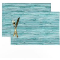 Teal Küsten Tischsets 2Er Set - Rustikale Streifen Aqua Blau Strand Haus Und Weiß Grün Stoff Türkis Von Eti_Enne Teal Küsten Tischsets 2Er Set - Rustikale Streifen Aqua Blau Strand Haus Und Weiß Grün Stoff Türkis Von Eti_Enne von SpoonflowerHome