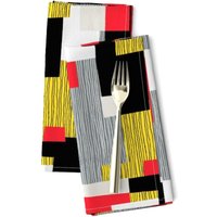 Abstraktes 2Er Set Servietten - Mid Century Modern Geometrisch Gelb Rot Schwarz Stoffservietten Jive-Blocks By Elizabeth_Hale_Design von SpoonflowerHome