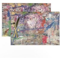 Abstraktes Tischsets 2Er Set - Grunge Distressed Painting Ink Cloth 3 Farben Abstrakt Graffiti Von Missschiffdesigns Abstraktes Tischsets 2Er Set - Grunge Distressed Painting Ink Cloth 3 Farben Abstrakt Graffiti Von Missschiffdesigns von SpoonflowerHome