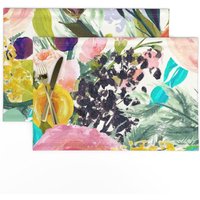 Aquarell Blumen Tischsets | 2Er-Set - Autumn Blooms Giant Bright Von Theartwerks Botanical Spring Roses Stoff Spoonflower von SpoonflowerHome