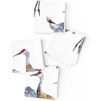 Aquarell Vogel Cocktailservietten | 4Er Set - Kraniche Von Vickyllilla Natur Wildtier Kranich Tier Stoffservietten Spoonflower von SpoonflowerHome
