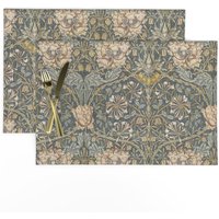 English Garden Tischsets 2Er Set - Honeysuckle Blumendamast William Cloth Floral Damask Morris Neutral Von Peacoquettedesigns von SpoonflowerHome