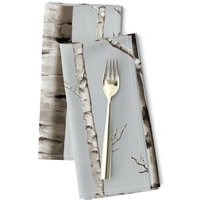 Birkenbaum Abendessen 2Er Set - Wald Natur Rustikal Herbst Stoffservietten Birkenhain in Whitestone Von Willowlanetextiles von SpoonflowerHome