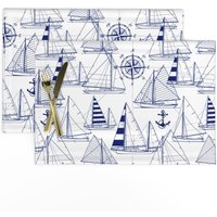 Blaue Segelboote Tischsets 2Er Set - Nautical Anchor Indigo Und Weiße Stoff Navy Weiß Von Mirabelle_Print Blaue Segelboote Tischsets 2Er Set - Nautical Anchor Indigo Und Weiße Stoff Navy Weiß Von Mirabelle_Print von SpoonflowerHome