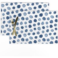 Blaue Tischsets 2Er Set - Kreise Polka Dots Aquarell Tupfen Stoff Watercolor Dot in Blau Von Dinamae Blaue Tischsets 2Er Set - Kreise Polka Dots Aquarell Tupfen Stoff Watercolor Dot in Blau Von Dinamae von SpoonflowerHome