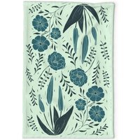 Blumen Geschirrtuch - Flowerblocks By Ellila Teal Tea Towel Leafs Roosteryfqteatowel Sfaut15 Leinen Baumwolle Canvas Von Spoonflower von SpoonflowerHome