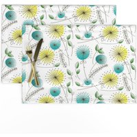 Blumen Tischsets | 2Er Set - Mid-Century Pusteblumen Uhren Von Hot4Tees_Bgyahoo_Com Retro Mod Floral Stoff Spoonflower Blumen Tischsets | 2Er Set - Mid-Century Pusteblumen Uhren Von Hot4Tees_Bgyahoo_Com Retro Mod Floral Stoff Spoonflower von SpoonflowerHome