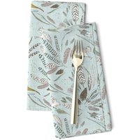 Boho Federn Stoffservietten | 2Er-Set - Noir Ente Ei Blau Von Nouveau_Bohemian Vögel Natur Spoonflower von SpoonflowerHome