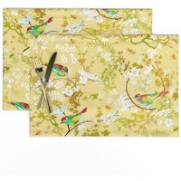 Chinoiserie Tischsets 2Er Set - Buttergelb Singvögel Frühling Garten Libelle Bienen Stoff Vogel Und By Nouveau_Bohemian Chinoiserie Tischsets 2Er Set - Buttergelb Singvögel Frühling Garten Libelle Bienen Stoff Vogel Und By Nouveau_Bohemian von SpoonflowerHome