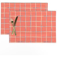 Coral Grid Tischset | 2Er-Set - Pink Pool Tiles Von Daria_Rosen Moderne Karierte Pinselstriche Fliesen Spoonflower von SpoonflowerHome
