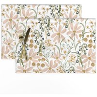 Country Blumen Tischsets | 2Er-Set - Daisy Dreams Jumbo Von Indybloomdesign Aquarell Wildblumen Sommer Tuch Spoonflower von SpoonflowerHome