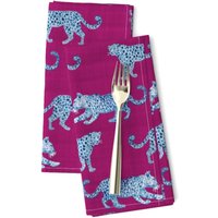 Exotic Animal Stoffservietten 2Er Set - Jungle Leopard Print Safari Parade Blau Auf Magenta By Danika_Herrick von SpoonflowerHome