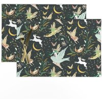 Feen Tischset 2Er Set - Zauberhaftes Kinderzimmer Blumen Häschen Verträumte Stoff Tischsets Verzauberte | Kiefer By Nouveau_Bohemian von SpoonflowerHome