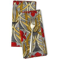 Florales Abendessen Servietten 2Er Set - Art Deco Frühling Sommer Küche Home Decor Jugendstil Stoffservietten Red Iris Nouveau Vonponte_Ripple von SpoonflowerHome