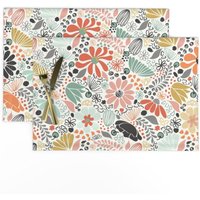 Frühlings Blumen Tischsets | 2Er Set - Wildflower Large Von Nordeighty Wildblumen Feld Wiese Stoff Spoonflower von SpoonflowerHome
