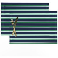 Gestreifte Tischsets 2Er Set - Traditionell Grün Navy Streifen Preppy Stoff Rugby Stripe Kelly Green By Littlepfeildesign von SpoonflowerHome