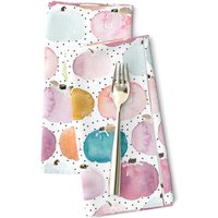 Herbst Kürbisse Abendessen Servietten | 2Er-Set - Pastell Kürbis Polka Von Indybloomdesign Aquarell Halloween Stoffservietten Spoonflower von SpoonflowerHome