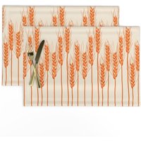 Herbst Tischsets 2Er Set - Rustikal Dekor Rot Orange Ernte Erntedank Stoff Weizen Von Christina_Steward von SpoonflowerHome