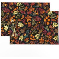 Herbstlaub Tischset | 2Er Set - Handgezeichnet November Swirl Von Evy_Design Gelb Rot Braun Floral Stoff Spoonflower von SpoonflowerHome