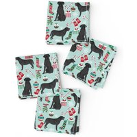 Hund Cocktail Servietten | 4Er Set - Black Labrador Weihnachten Von Haustierfreundlich Festliche Feiertage Stoffservietten Spoonflower von SpoonflowerHome