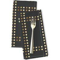 Kariertes Abendessen Servietten 2Er Set - Polka Dot Grid Geometrisch Linien Quadrate Karo Stoffservietten Gold Nieten Charcoal By Eti_Enne von SpoonflowerHome
