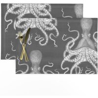 Maritimes Tischset 2Er Set - Wunderliche Steampunk Vintage Inspirierte Oktopus Tischsets Octopus Oasis Grey By Willowlanetextiles Maritimes Tischset 2Er Set - Wunderliche Steampunk Vintage Inspirierte Oktopus Tischsets Octopus Oasis Grey By Willowlanetextiles von SpoonflowerHome