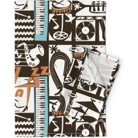 Mid Century Geschirrtücher | 2Er Set - Scratchy Jazz Negativ Von Chicca_Besso Musikalisch Klavier Schlagzeug Leinen Baumwolle Geschirrhandtücher von SpoonflowerHome
