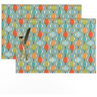 Mid Century Inspirierte Tischsets | 2Er Set - Wax Drops Aqua Von Designed_By_Debby Abstrakte Geo Moderne Dekoration Stoff Spoonflower von SpoonflowerHome
