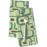 Mid Century Modern 2Er Servietten 2Er-Set - Geometrisch Atomic Retro Vintage Quadrate Stoffservietten Grüne Rechtecke Von Ovalen Dachhund_Designs von SpoonflowerHome