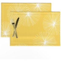 Mid Century Modern Platzsets 2Er Set - Retro Inspiriert Atomic Era 1950Er 1960Er Jahre Löwenzahn Geblümten Stoff Tischsets Dandelion Yellow Mid Century Modern Platzsets 2Er Set - Retro Inspiriert Atomic Era 1950Er 1960Er Jahre Löwenzahn Geblümten Stoff Tischsets Dandelion Yellow von SpoonflowerHome