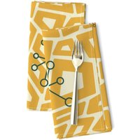 Mid Century Modern Stoffservietten 2Er Set - Geometrisch Retro Atomic Starburst Beatnik 5 30 cm | Gold Von Studiofibonacci von SpoonflowerHome