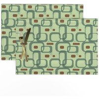 Mid Century Modern Tischsets 2Er Set - Geometrisch Atomic Retro Vintage Quadrate Stoff Grüne Rechtecke By Roadhang_Designs Mid Century Modern Tischsets 2Er Set - Geometrisch Atomic Retro Vintage Quadrate Stoff Grüne Rechtecke By Roadhang_Designs von SpoonflowerHome