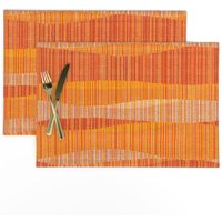 Mid Century Modern Tischsets | 2Er Set - Mod Lines By Theodesign Retro Atomic 1950Er 1960Er Jahre Rot Orange Stoff Von Spoonflower von SpoonflowerHome