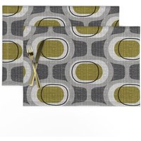 Mid Century Modern Tischsets 2Er Set - Retro Inspiriert Atomic Era 1950Er 1960Er Look Stoff Tweedy Orbs Von Ottomanbrim von SpoonflowerHome