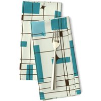 Petrolgrün Mid-Century Stoffservietten 2Er-Set - Mod Retro Jazz Vintage 1950Er Jahre Geometrisch Aqua Take 5 Von Studiofibonacci von SpoonflowerHome
