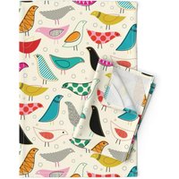 Mod Birds Geschirrtücher | 2Er-Set - A Hommage An Den Hausvogel Von Katerhees Mid Century Modern Leinen Baumwoll Spoonflower von SpoonflowerHome