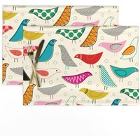 Mod Birds Tischsets 2Er Set - Mid Century Modern Bunt Regenbogen Retro Vintage Stoff Eine Anspielung Auf Den Hausvogel Von Katerhees Mod Birds Tischsets 2Er Set - Mid Century Modern Bunt Regenbogen Retro Vintage Stoff Eine Anspielung Auf Den Hausvogel Von Katerhees von SpoonflowerHome