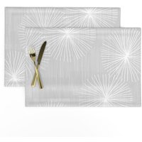 Mod Florale Tischsets 2Er Set - Mid Century Modern Minimalist Kreise Löwenzahn Atomic Stoff Dandelions Hellgrau Von Friztin Mod Florale Tischsets 2Er Set - Mid Century Modern Minimalist Kreise Löwenzahn Atomic Stoff Dandelions Hellgrau Von Friztin von SpoonflowerHome