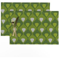 Mod Tischsets | 2Er Set - Gogo Summer Dark Von Thecalvarium Mid Century Modern 60Er Jahre Avocado Lounge Retro Stoff Spoonflower von SpoonflowerHome