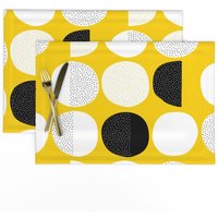 Mod Tischsets 2Er Set - Skandinavisch Retro Geometrisch Gelb Schwarz Mid Century Stoff Abstrakter Mondzyklus Von Littlesmilemaker Mod Tischsets 2Er Set - Skandinavisch Retro Geometrisch Gelb Schwarz Mid Century Stoff Abstrakter Mondzyklus Von Littlesmilemaker von SpoonflowerHome