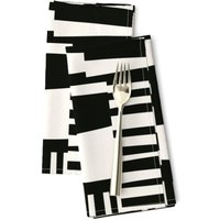 Einfarbige Streifen Stoffservietten 2Er Set - 60Er Jahre Schwarz Weiß Pop Art Twiggy in Creme Von Mapmapart von SpoonflowerHome