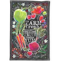 Obst Geschirrtuch - Frisch Vom Bauernmarkt Von Cynthiafrenette Veggies Chalkboard Beets Linen Cotton Canvas Spoonflower von SpoonflowerHome