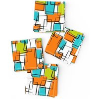 Orange Cocktail Servietten | 4Er Set - Mobox By Tonyewton Retro Mid Century Modern Vintage Abstrakt Box 60Er Jahre Stoffservietten Von Spoonflower von SpoonflowerHome