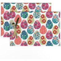 Osterei Tischsets 2Er Set - Regenbogen Frühling Helle Aquarell Urlaub Stoff Und Gouache Ostereier Von Landpenguin von SpoonflowerHome