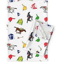 Pferderennen Geschirrtücher | 2Er Set - Derby Days Von Ragan Reiter Pferde Jockey Racing Leinen-Baumwoll Spoonflower von SpoonflowerHome