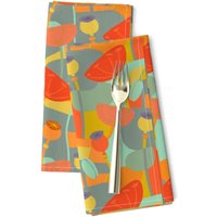 Retro Blumen Servietten | 2Er-Set - Angular Poppy Stoffservietten Von Wren_Leyland Mid Century Modern Spoonflower von SpoonflowerHome