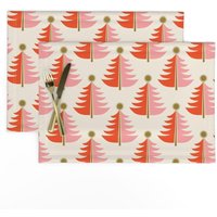 Retro Urlaub Tischsets 2Er Set - Weihnachtsbaum Stern Yuletide Evergreen Tuch Baum Spitze Weihnachten Von Retrorudolphs von SpoonflowerHome
