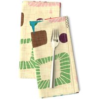 Retro Mod 2Er Servietten Set - Mid Century Modern 50Er Jahre Geometrisch Atomic Bunt Stoffservietten Muster Von Bruxamagica von SpoonflowerHome