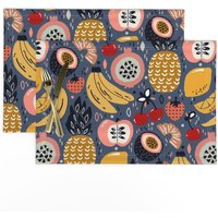 Rosa Und Gold Obst Tischsets | 2Er Set - Funky Fruit By Tigatiga Knallbunt Food Blush Mustard Blue Stoff Von Spoonflower von SpoonflowerHome